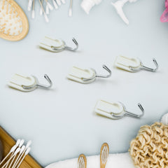 4263 Multipurpose Strong Hook Self-Adhesive hooks for wall Heavy Plastic Hook, Sticky Hook Household For Home, Decorative Hooks, Bathroom & All Type Wall Use Hook, Suitable for Bathroom, Kitchen, Office (5 pc)