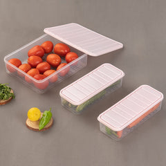5637 Plastic Food Storage Container for Fridge, fridge storage boxes with Lid Stackable Fridge Storage Containers freeze organizer items and storage, vegetable storage box for fridge, (3 Pcs set)