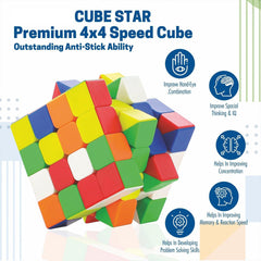 1975 Small Puzzles Cubes 4×4×4 High Speed Sticker Less Magic Cube Game, Kids and Professionals Magic Cube Puzzle Toy, Pack of 1, 8+ Years