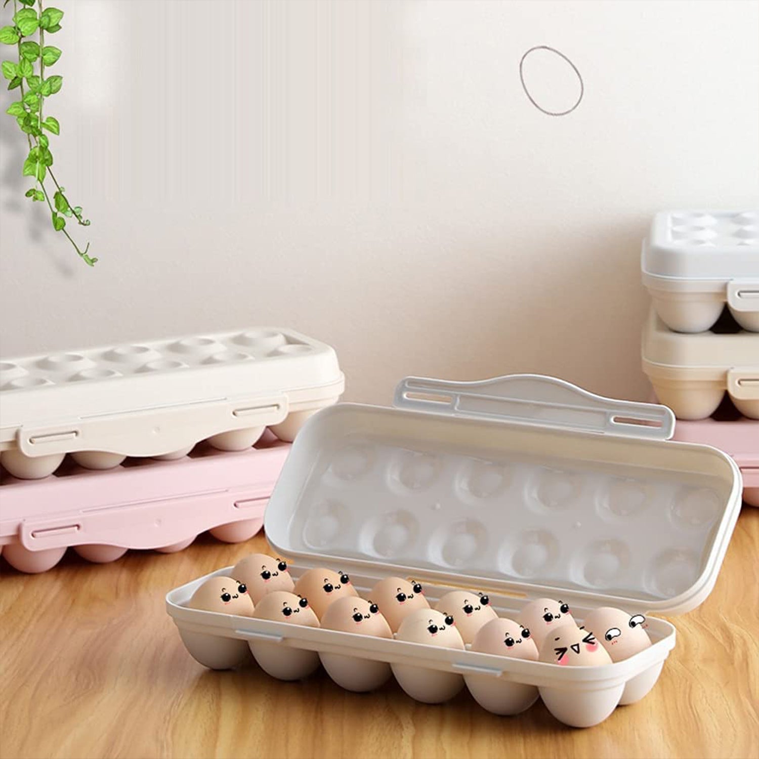 5727 18 Grid Egg Holder Storage, Shock-Proof Egg Container with Buckle, Egg Carrier, Egg Tray, Egg Shelter, Effective Full Seal, Egg House use for Fridge, Camping, Kitchen