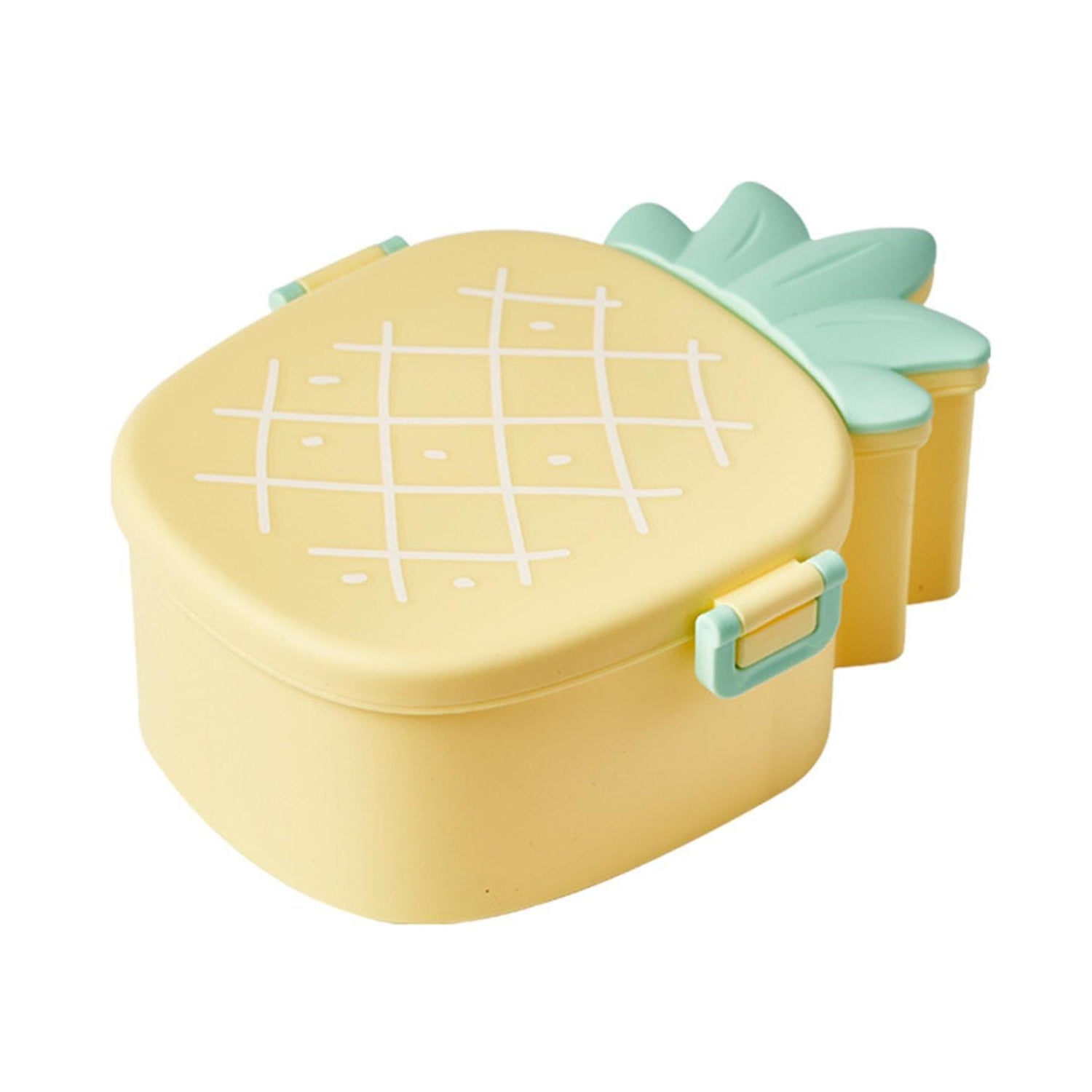 5729 Kids Lunch Box Cute Pineapple Shaped Bento Box with Fork Spoon Snack Candy Container Microwave Portable Office Lunch Box (1 Pc / With Spoon, Fork & Color Box)
