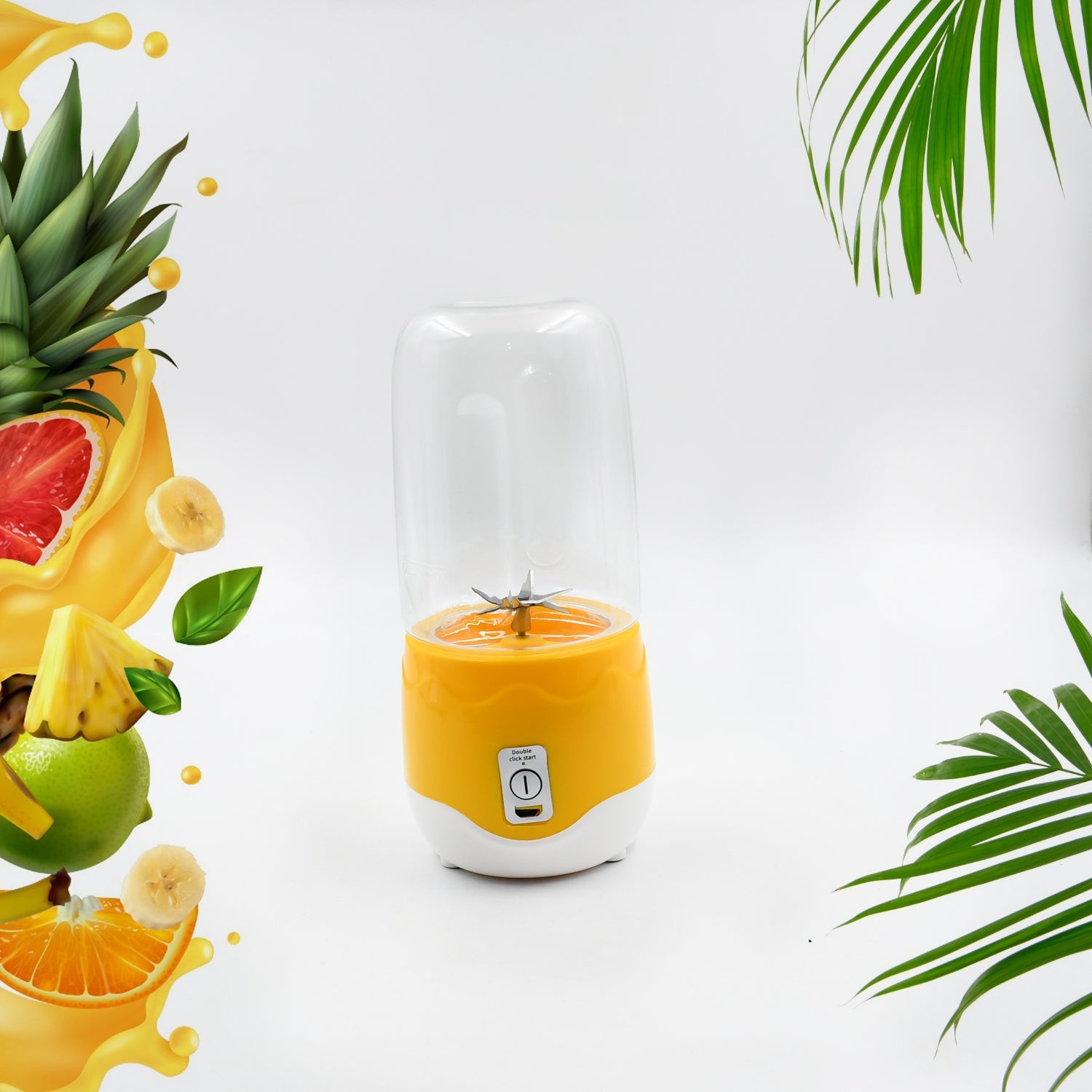 2260A Portable Electric USB Juice Maker 6 blade Blender Grinder Mixer Personal Size, USB Rechargeable Mini Juicer for Smoothies and Shakes with Juicer Cup - 400ml