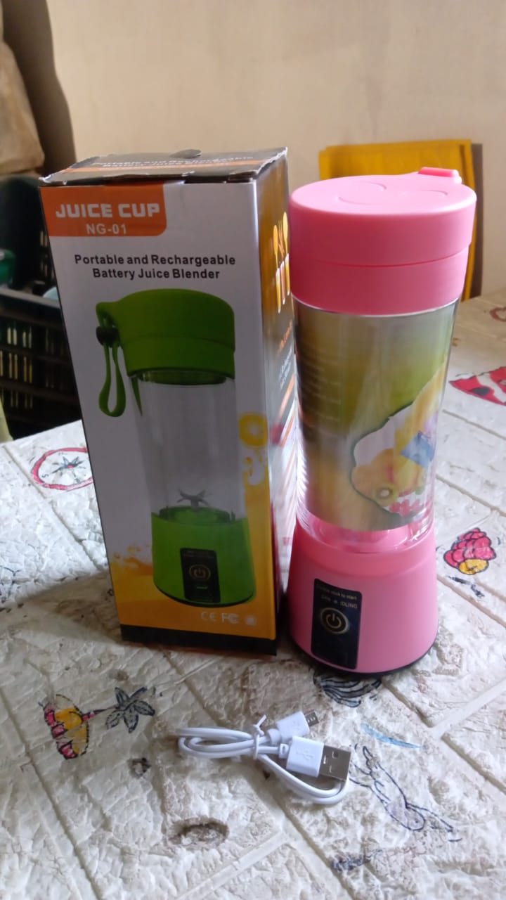 Multi-Purpose Portable USB Electric Juicer 6-Blades, Protein Shaker, Blender Mixer Cup (380 ML)