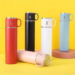 2834 Customized/Personalized Stainless Steel Water Bottle Vacuum Flask Set With 3 Steel Cups Combo | Gifting Custom Name Water Bottle | Gifts for boyfriend/Girlfriend/Employee | 500ML |