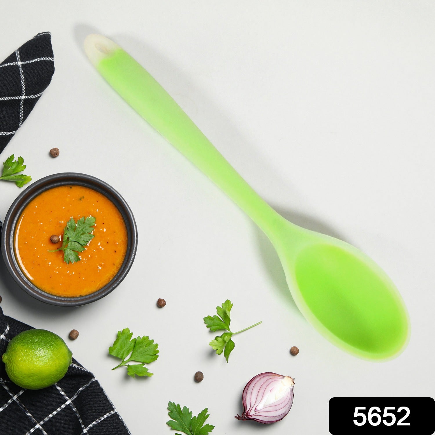 5652 Multipurpose Silicone Spoon, Silicone Basting Spoon Non-Stick Kitchen Utensils Household Gadgets Heat-Resistant Non Stick Spoons Kitchen Cookware Items For Cooking (1 pc / 27 Cm)