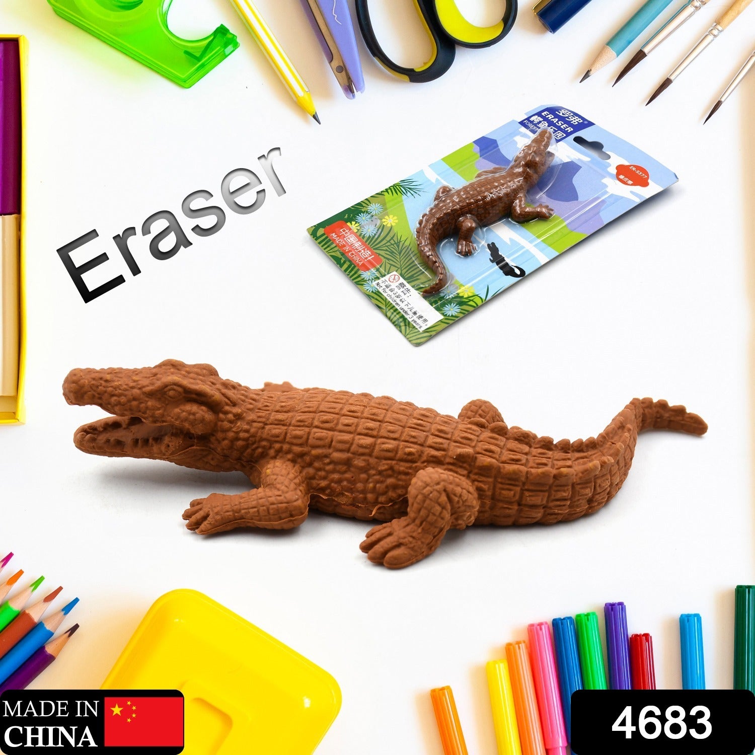 4683  CROCODILE SHAPED ERASERS ANIMAL ERASERS FOR KIDS, CROCODILE ERASERS 3D ERASER, MINI ERASER TOYS, DESK PETS FOR STUDENTS CLASSROOM PRIZES CLASS REWARDS PARTY FAVORS