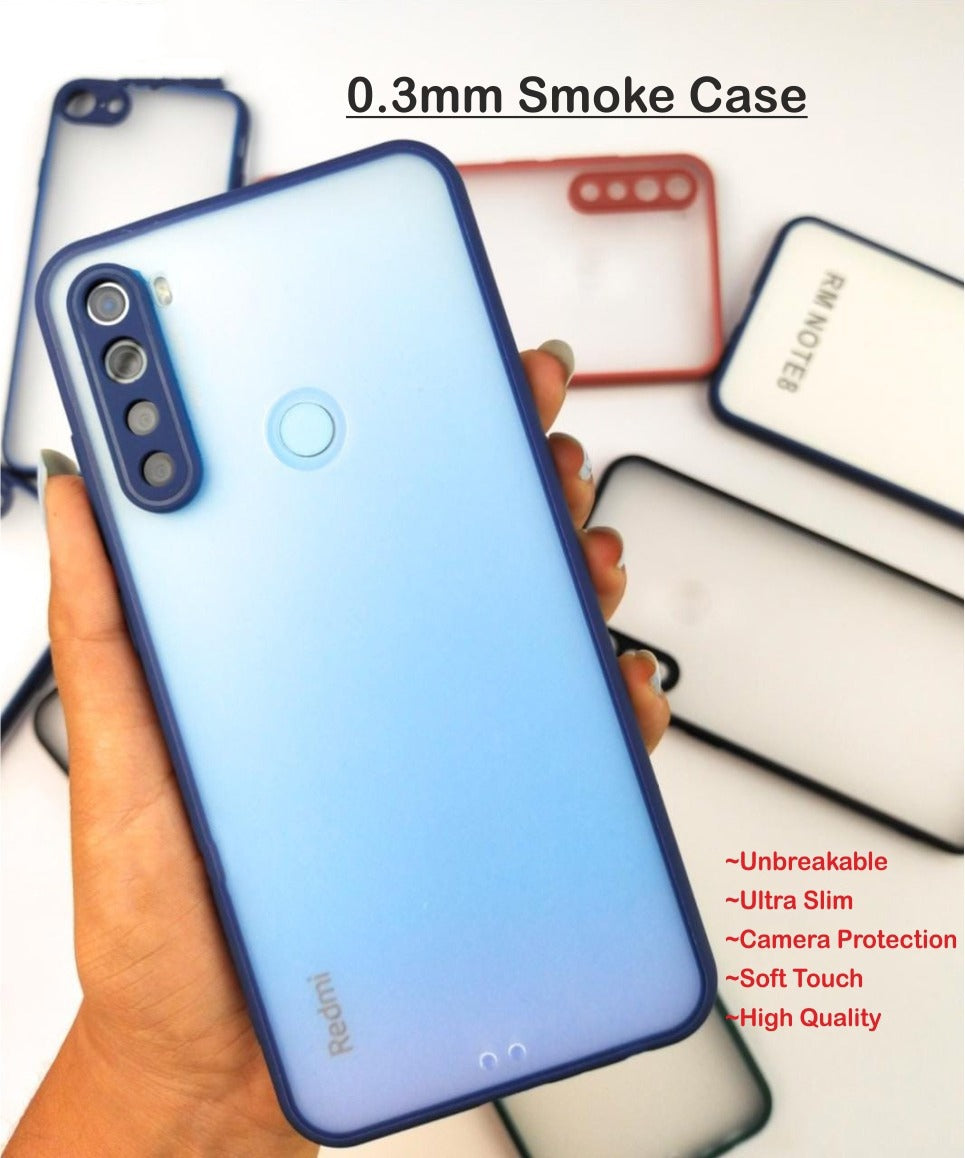 23401 Redmi's Smoke Back Cover | Smoke Translucent Shock Proof Smooth Protective Matte Back Case | Cover with Camera Protection | Dual Protection case | Man woman Cover |  Smoke Cover/Case