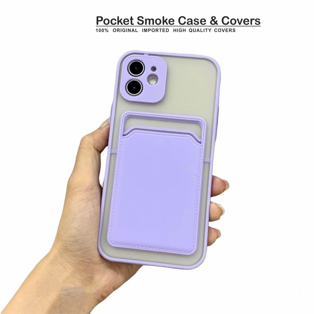23701 Realme's Card Holder Pocket Camera Protection Smoke Back Cover | Back Cover With Pocket | Man & Woman Cover/case | Dual Protection Case |  Unique Case
