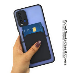 23701 Vivo's Card Holder Pocket Camera Protection Smoke Back Cover | Back Cover With Pocket | Man & Woman Cover/case | Dual Protection Case |  Unique Case