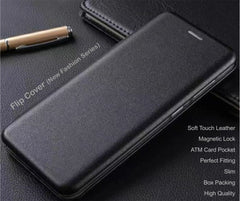 24401 Redmi's Autofocus Faux Leather Back Case Flip Cover | Foldable Stand | ID Card Slot | 1 Cash Slot | Flip Cover|| Man & woman Filp Cover