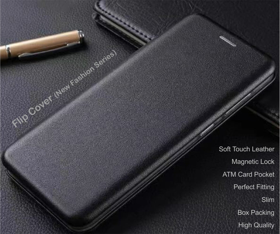 24401 Realme's Autofocus Faux Leather Back Case Flip Cover | Foldable Stand | ID Card Slot | 1 Cash Slot | Flip Cover|| Man & woman Filp Cover