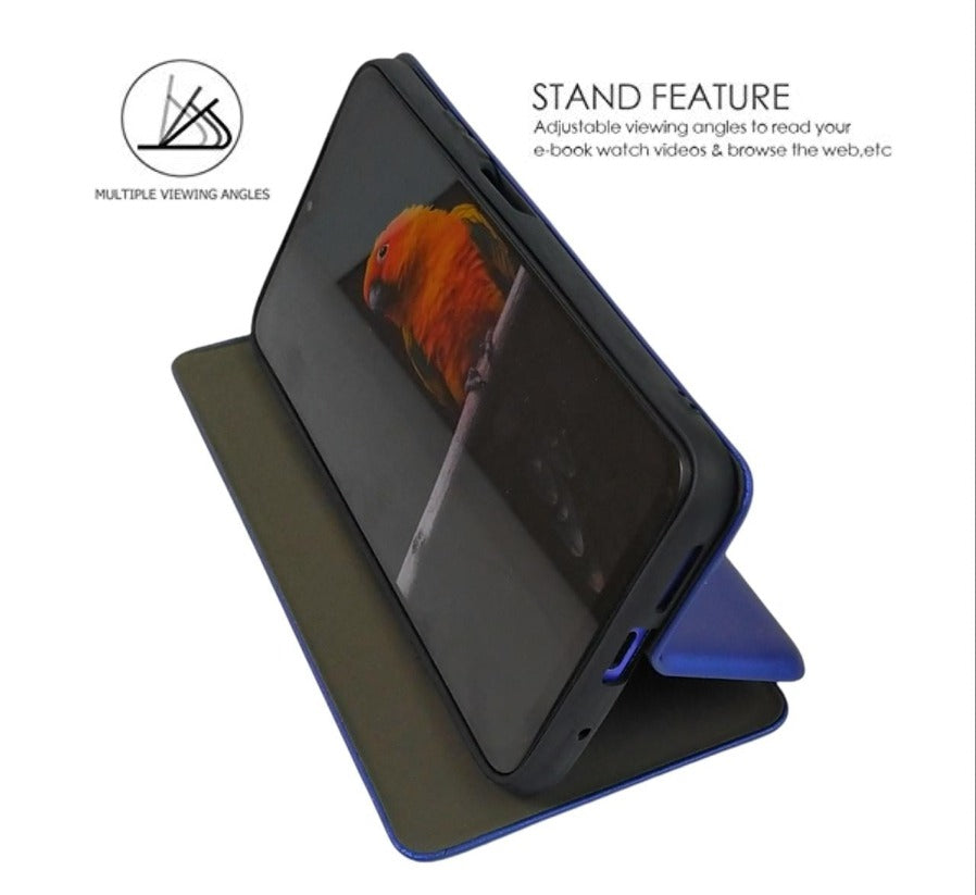 24401 Realme's Autofocus Faux Leather Back Case Flip Cover | Foldable Stand | ID Card Slot | 1 Cash Slot | Flip Cover|| Man & woman Filp Cover
