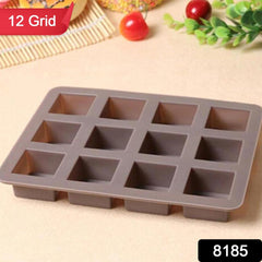 8185 Silicone Chocolate Mould 12 Cavity Square Shape Mould Candy Mold Baking Tools For Cake Chocolate, Food Grade Non-Stick Reusable, Baking Trays (1 pc)