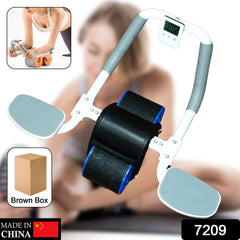 7209 Abdominal Roller Wheel, Automatic Rebound Sponge Handle, Double Wheel Abdominal Roller, Non-Slip Timer Function with Elbow Support for Exercises for Body Fitness Strength Training Home Gym