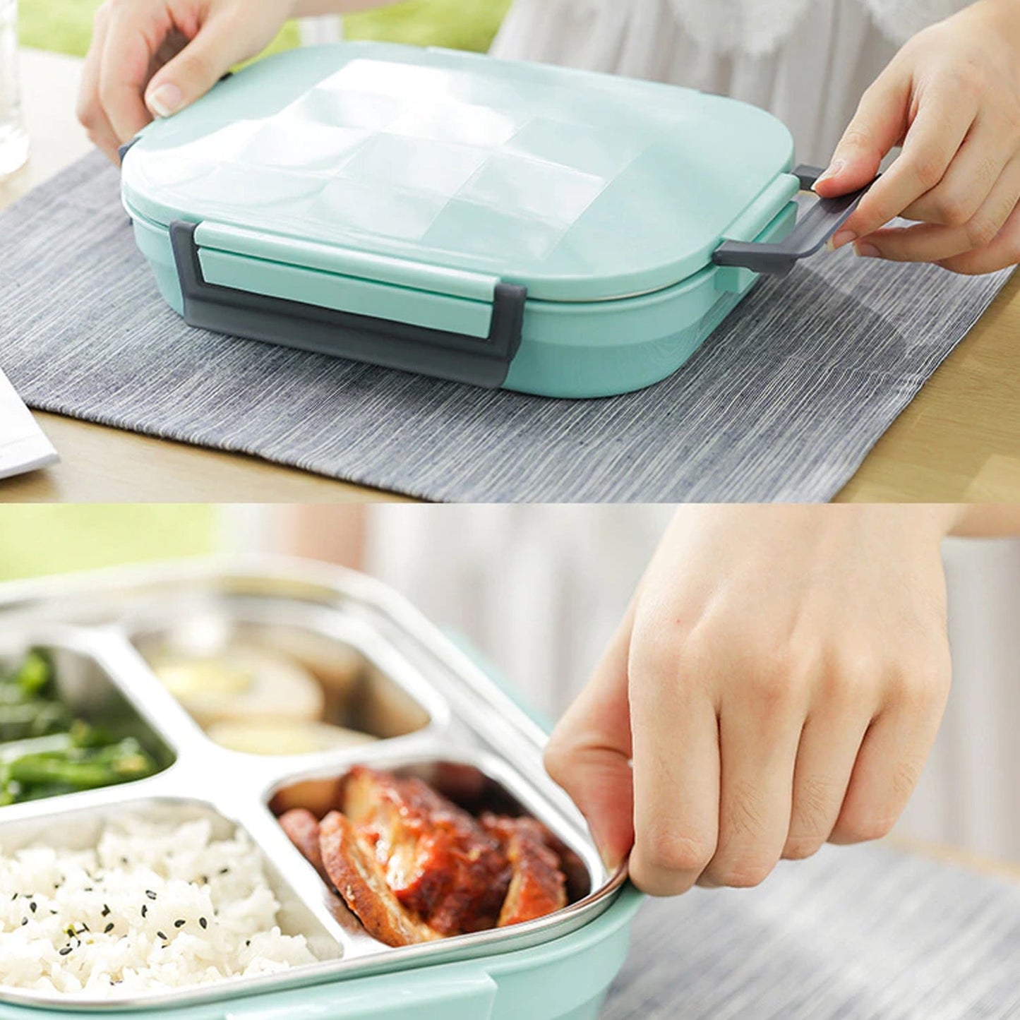 2978 Lunch Box for Kids and adults, Stainless Steel Lunch Box with 4 Compartments. DeoDap