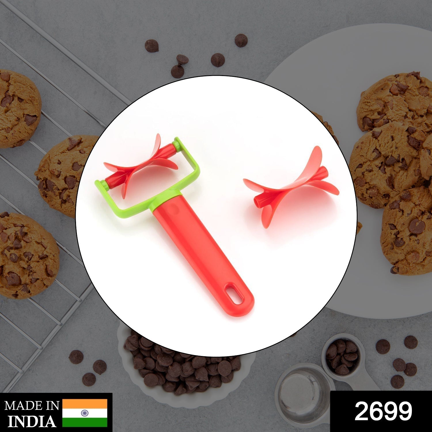 2699 Cookie Rolling Cutter used in all kinds of household and kitchen places for making cookies and stuff. DeoDap