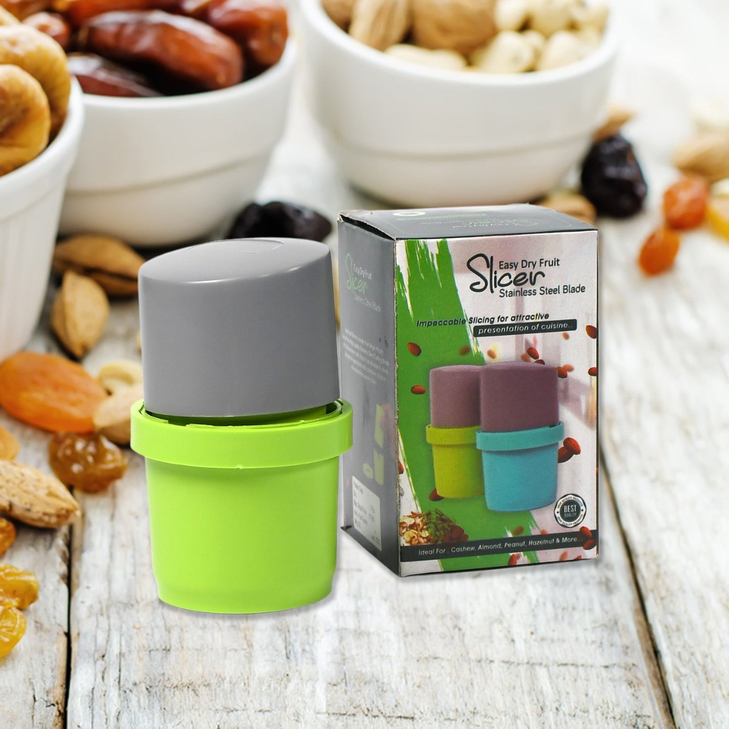 5333 Plastic Dry Fruit and Paper Mill Grinder Slicer, Chocolate Cutter and Butter Slicer with 3 in 1 Blade, Standard, Multicolor DeoDap