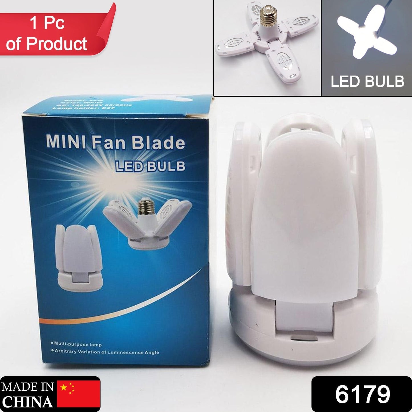 6179 Fan Blade Led Bulb 28V Foldable LED Blade Fan Bulb ( 1 pc ) DeoDap