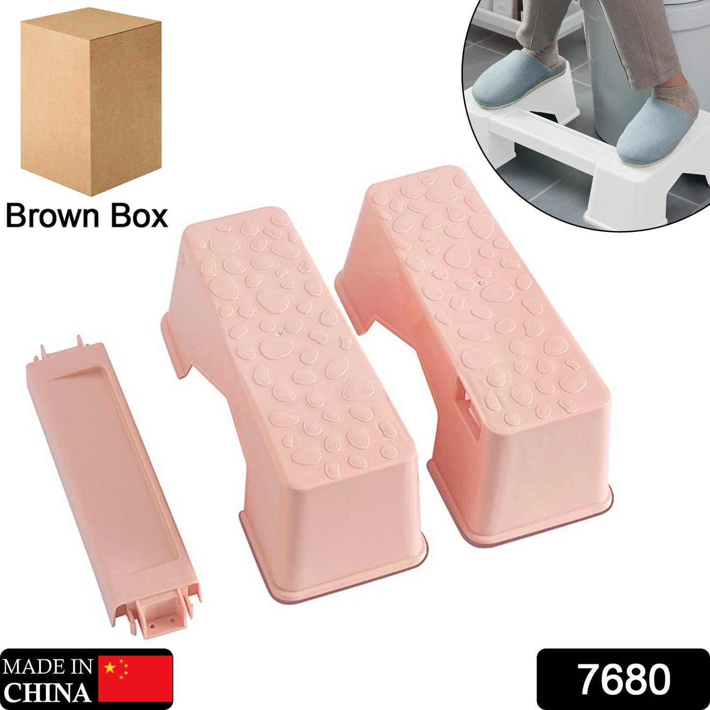 7680 Toilet Stool, Durable Foldable Stable Innovative Step Stool Plastic Anti Slip for Bathroom for Home DeoDap