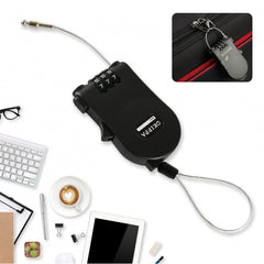 17506 Multifunctional cable lock with number code for travel, sports Etc. Retractable Wire Lock,Wire Black Shell Combination Password.