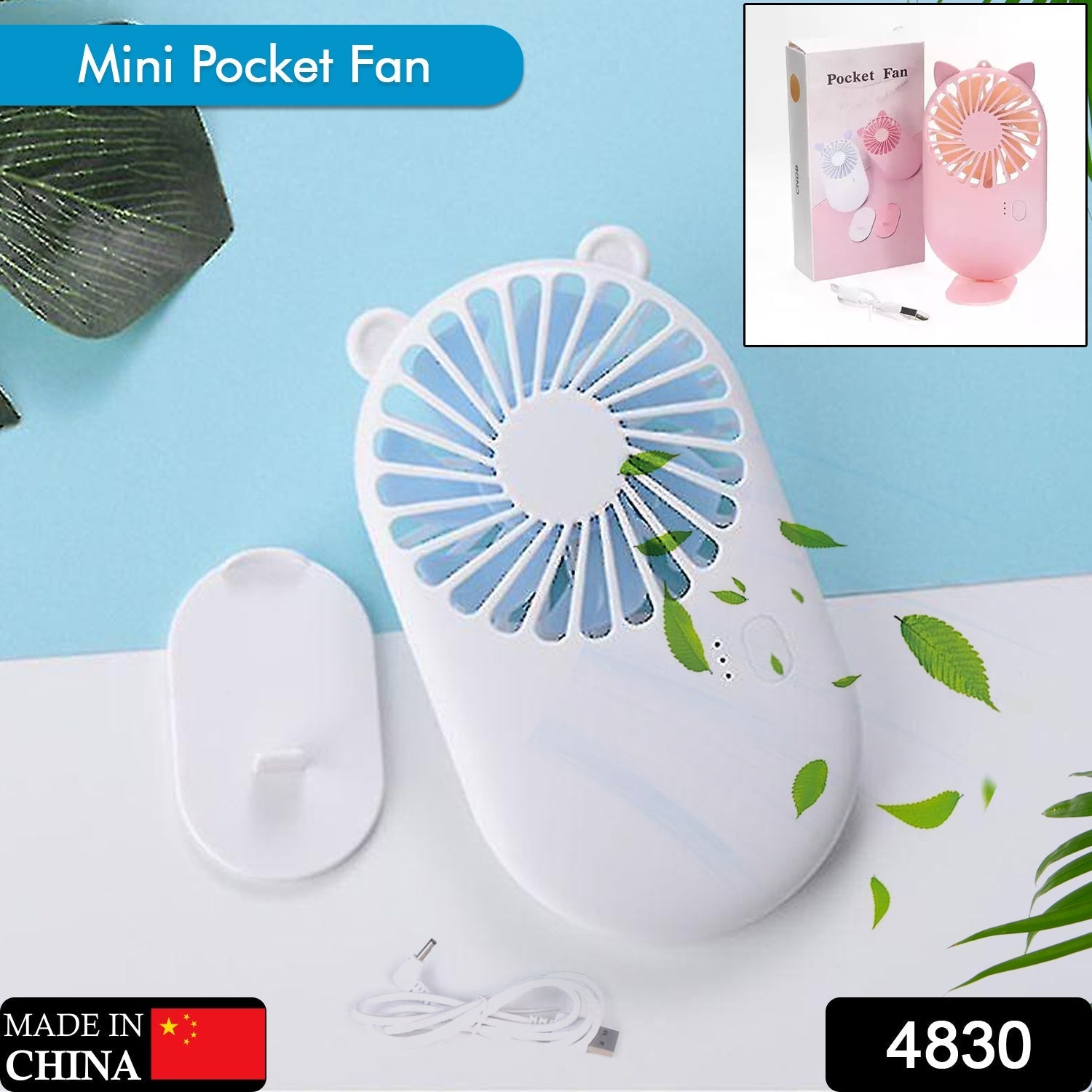 4830 Handheld Fan Creative Mini Fan Personal Fan USB Fan Pocket Fan with Bracket Table Personal Fan for Desktop Mini Fan Mini Fans Personal Fans DeoDap