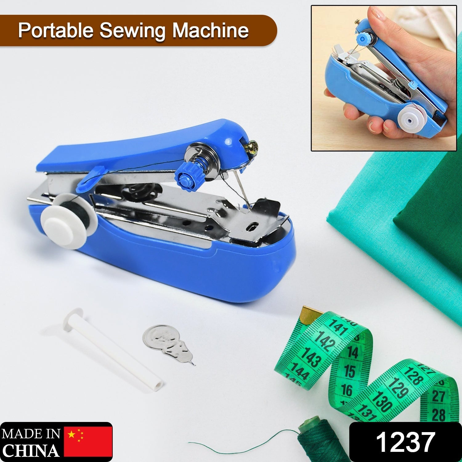 1237 Handy Stitching Stapler Machine Pocket Portable Mini Sewing Cordless Hand-Operated Manual Stitch Stapler Sillai Machine for Garment, Cloth DeoDap