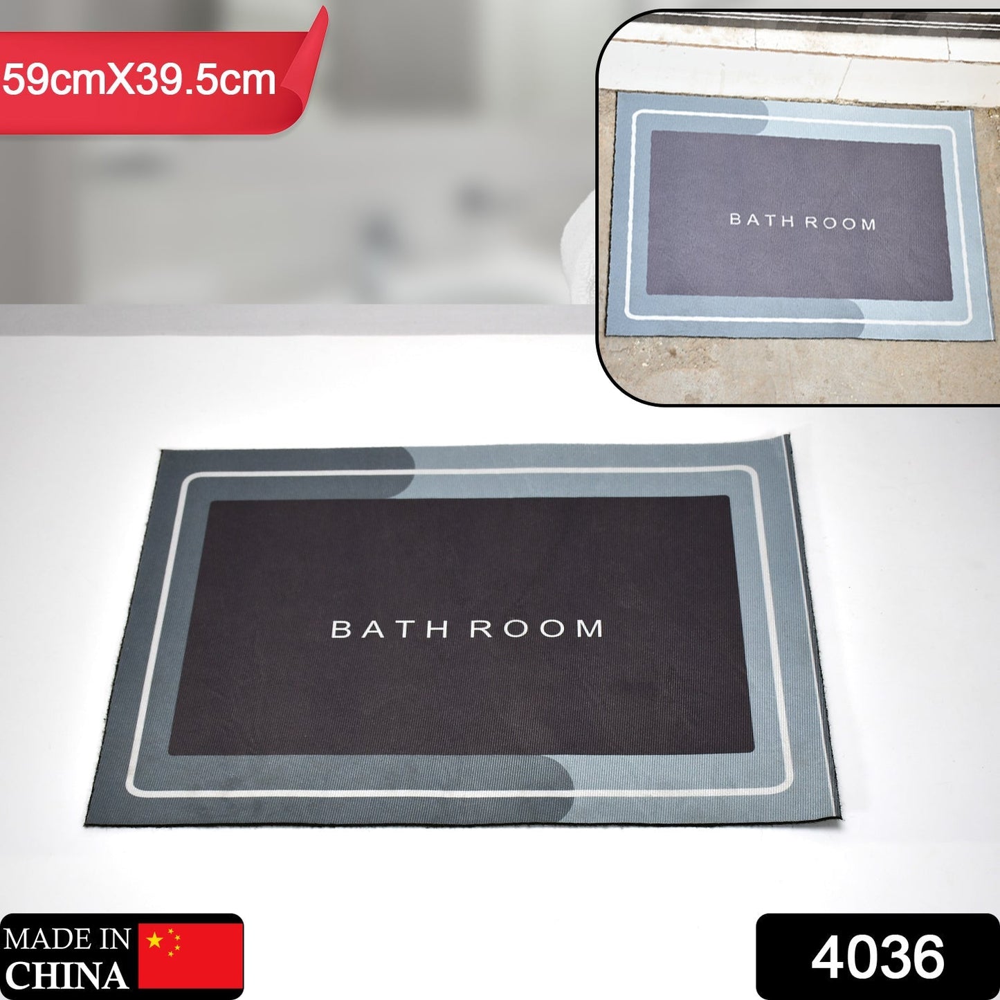 4036 Square Bathroom mat Water Absorbent mats Diatomite Door Mat Anti-Slip Bath Mat Quick Drying Absorbent mat for Home, Kitchen (59x39.5) DeoDap