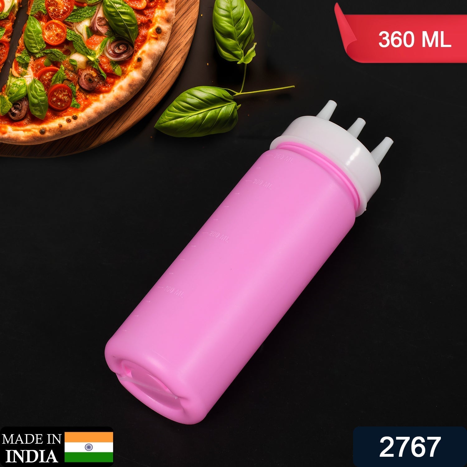 2767 Ketchup Bottles With 3 Nozzle For Sauce, Mayonnaise, Chocolate Syrup Using Bottle Reusable Plastic Bottle ( 360ml ) DeoDap