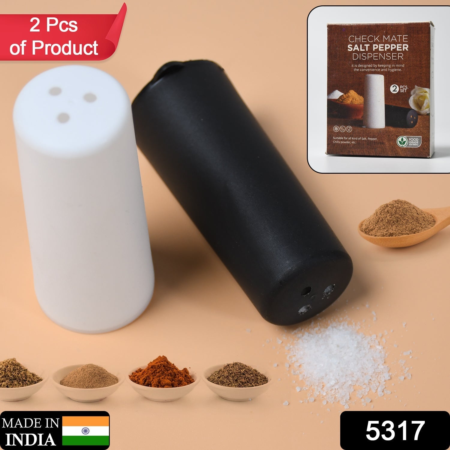 5317  Salt Pepper Dispenser Dining Table Spice Storing Use & New Look Dispenser For Home & Hotel Use DeoDap