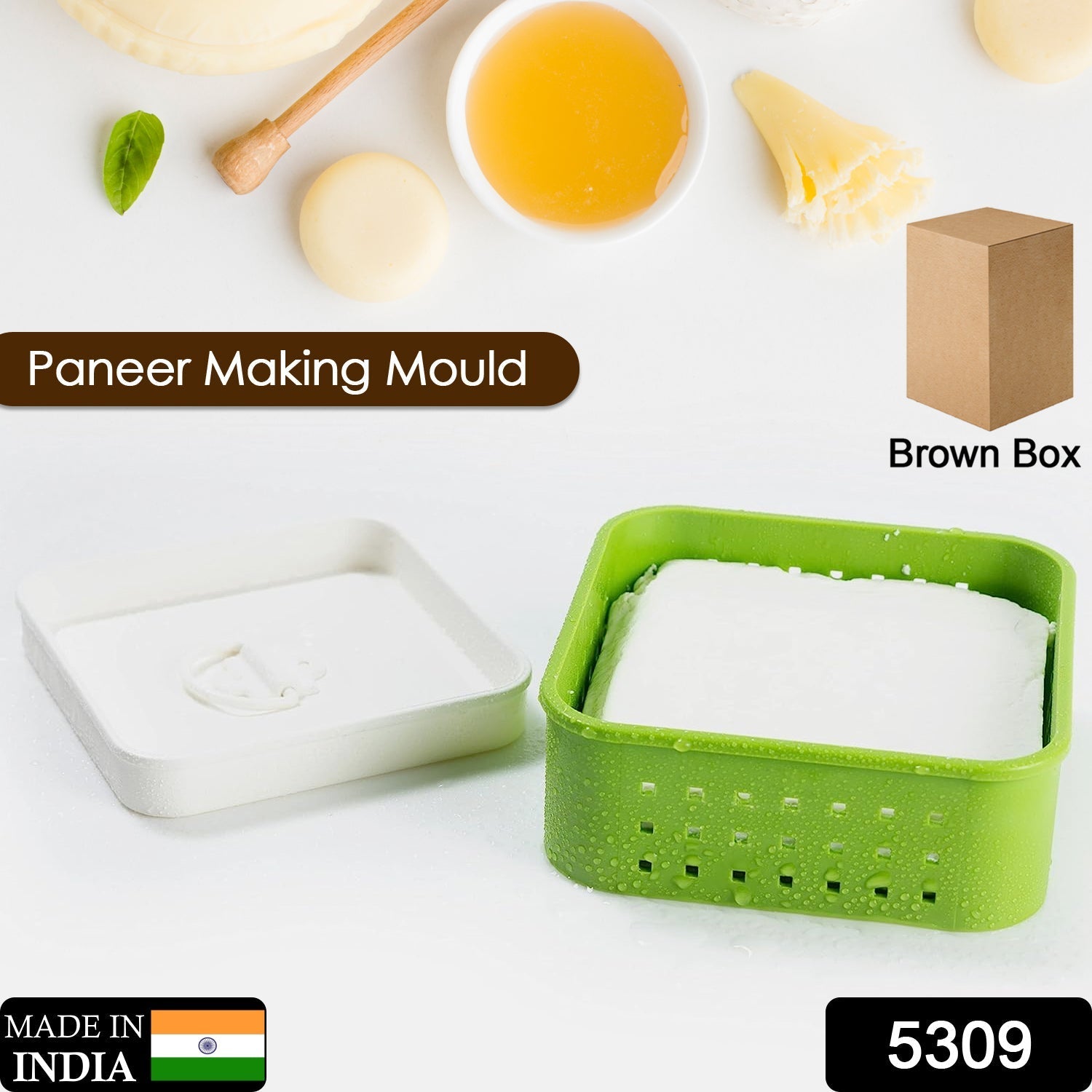 5309 Square Shape Paneer Maker, Paneer Mould, Tofu, Sprouts Mould Press Maker, Plastic Paneer Making Mould, Paneer Maker with Lid DeoDap