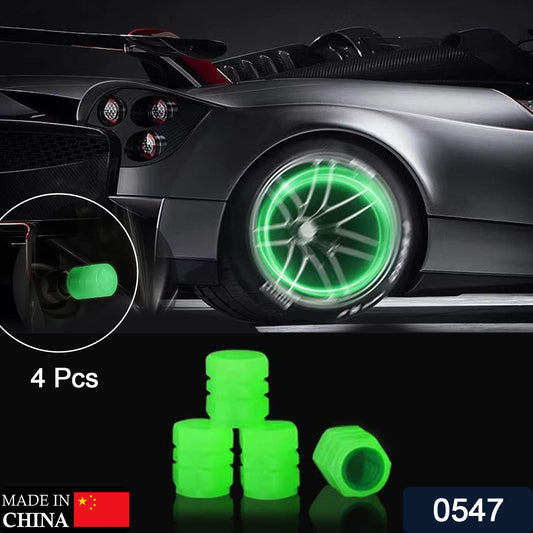 0547 Tyre Valve Caps Luminous Glow Car Tire Air Stem Valve Cap Covers ( 4 Pcs ) DeoDap