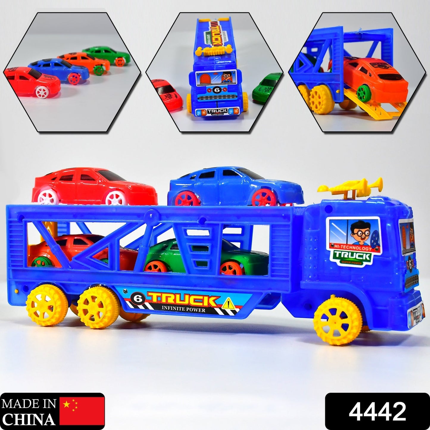 4442 Toy Set Truck with 4 Mini Cars Toy Vehicles for Children DeoDap