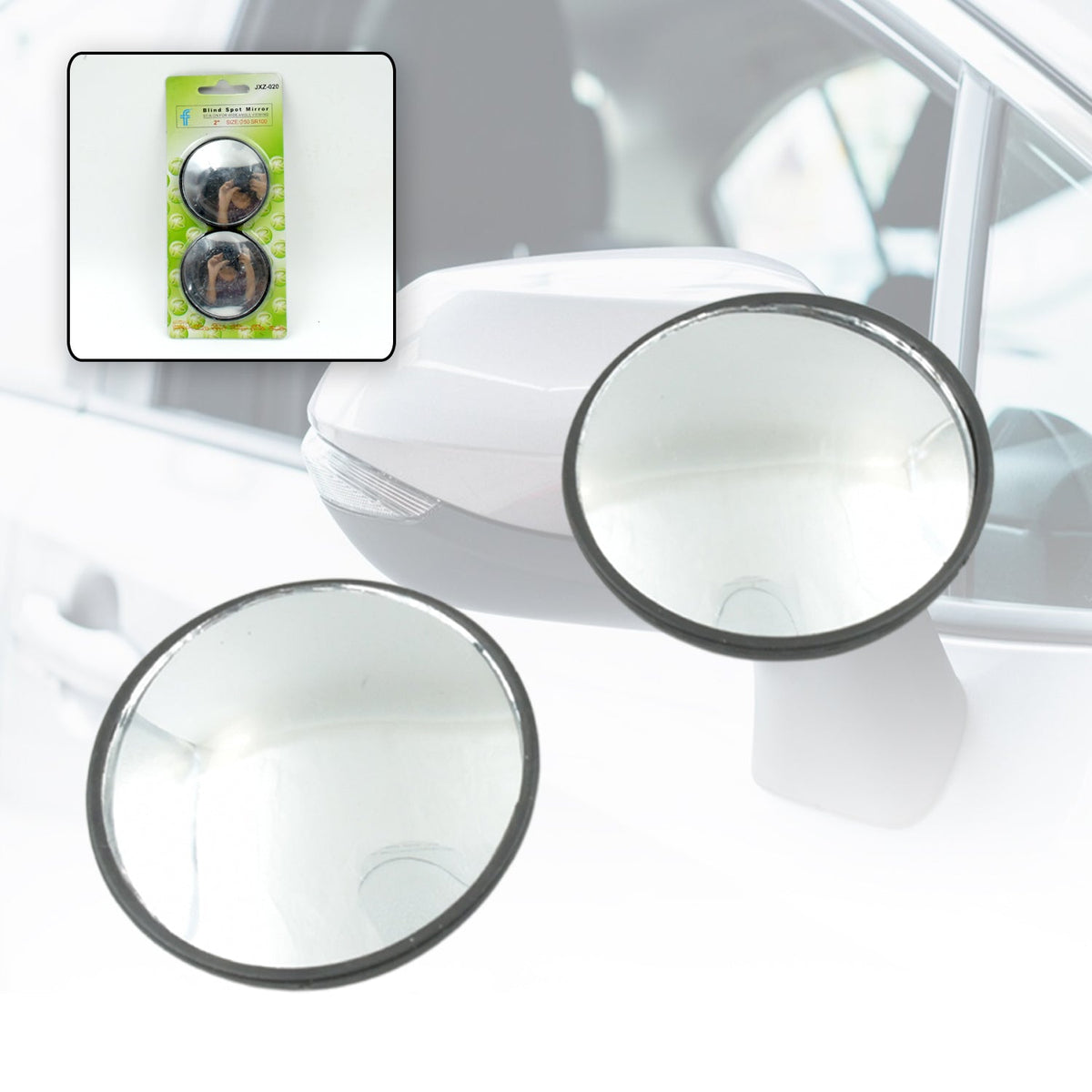 1517 Car Blind Spot Side Mirror Round HD Glass Blindspot Mirror Convex Rear View Mirror, Car Mirror Accessories Suitable All Cars, Frameless Design (2 Pcs Set )