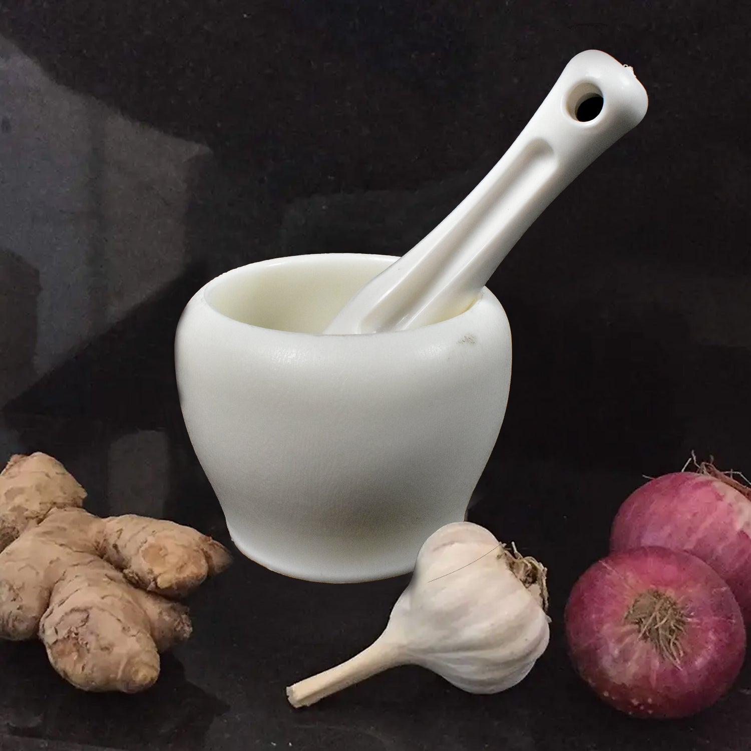 7193  Mortar and Pestle Set for Spices, Okhli Masher, Khalbatta, Kharal, Mixer, Natural & Traditional Grinder and Musal, Well Design for Kitchen, Home, Herb DeoDap