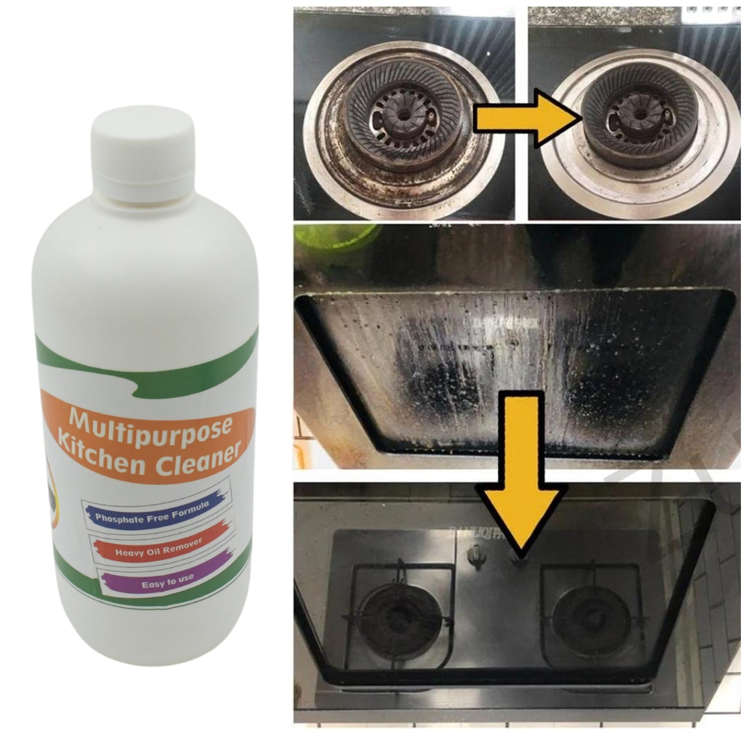 0310 Kitchen Cleaner Spray Oil & Grease Stain Remover Stove & Chimney Cleaner Spray Non-Flammable Nontoxic Magic Degreaser Spray for Kitchen Gas Stove Cleaning Spray (Approx 500ML)
