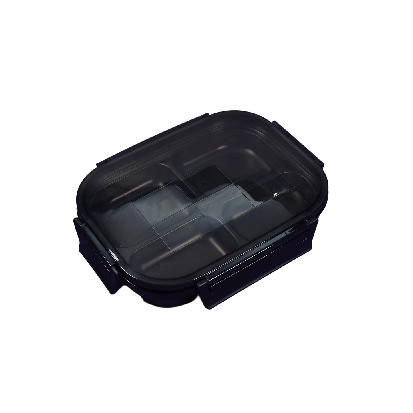 2979 Black Transparent 4 Compartment Lunch Box for Kids and adults, Stainless Steel Lunch Box with 4 Compartments. DeoDap