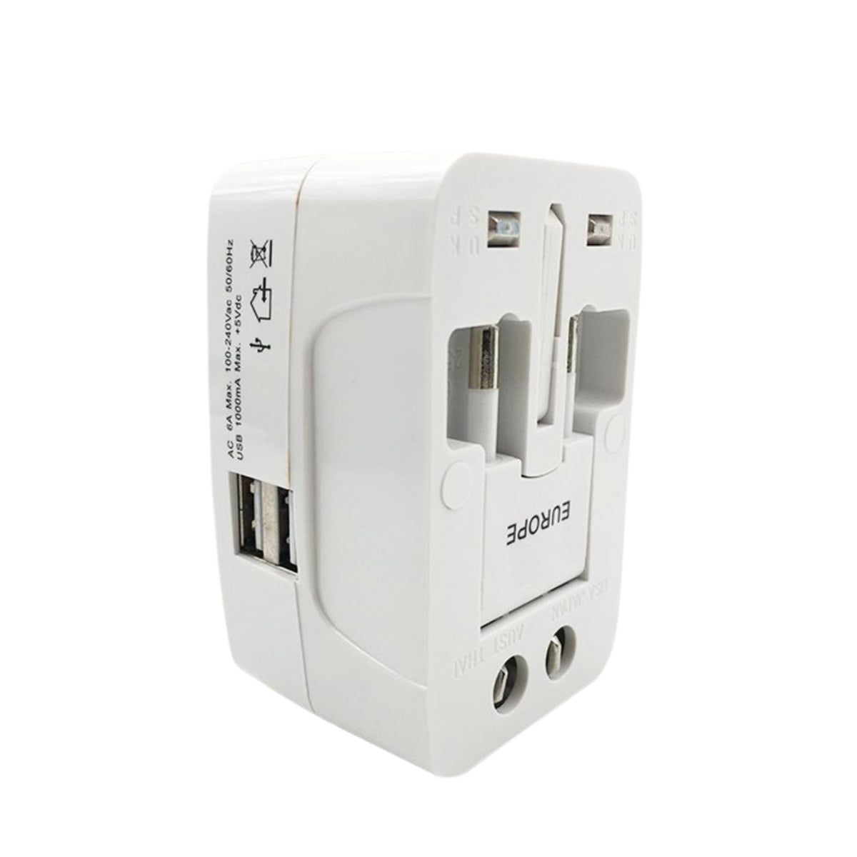 12671 All-in-One Universal Worldwide Travelling AC Adaptor Plug (AU / UK / US / EU) International Power Charger Electric USB Power Plug Socket Adapter Converter (1 Pc)