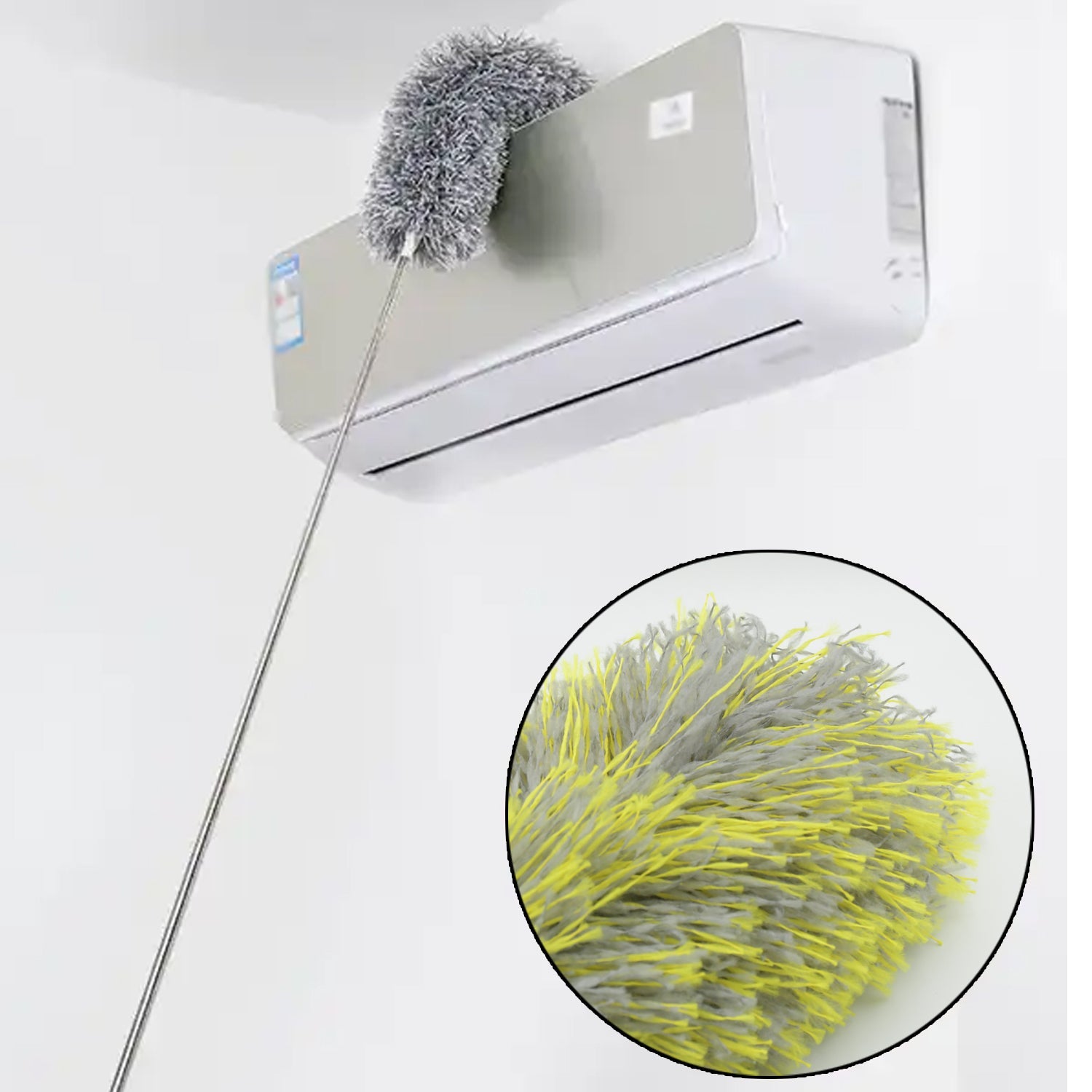 8862 Long Handle, Microfiber Duster for Cleaning, Microfiber Hand Duster Washable Microfiber Cleaning Tool Extendable Dusters for Cleaning Office, Car, Computer, Air Condition, Washable Duster (62Cm)