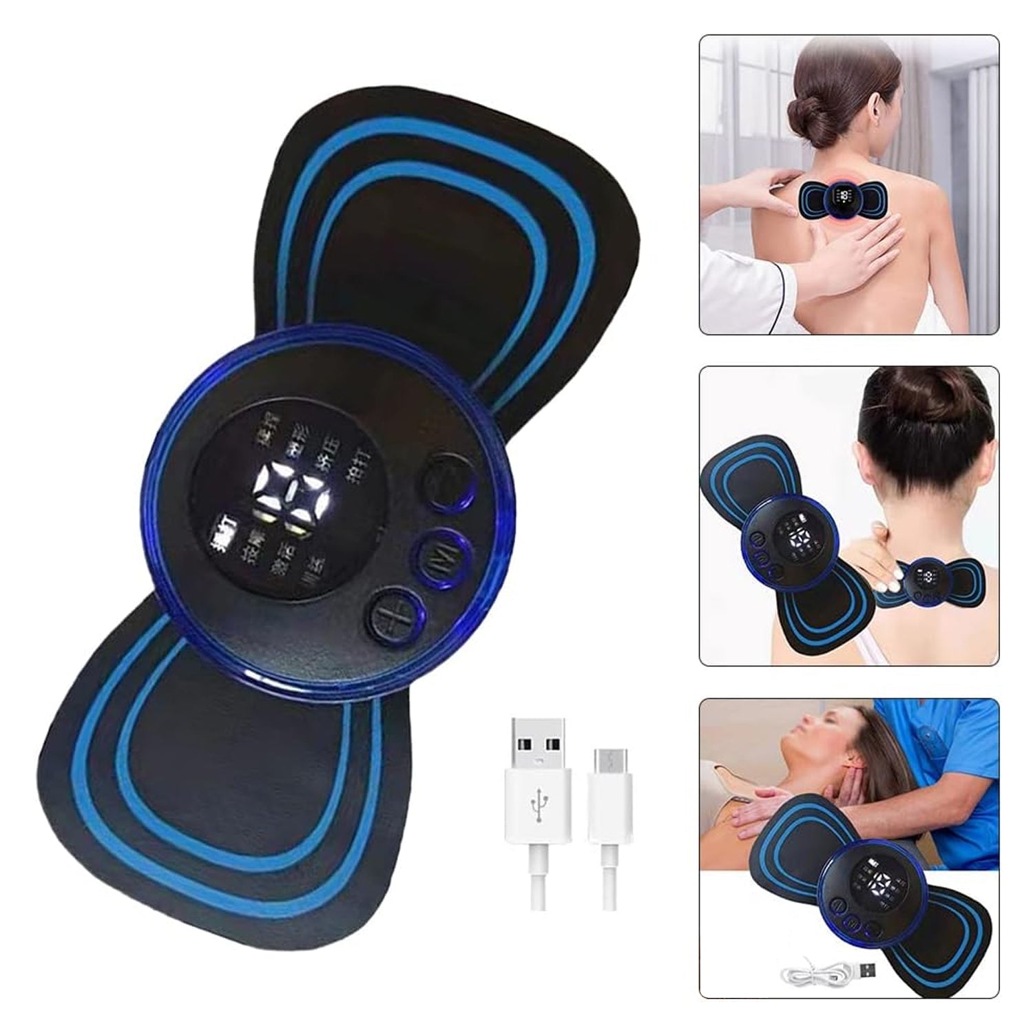 6204 Portable USB Neck Massager Electric Neck Massager Automatic Massage Enhancer Mini Cervical Massager EMS Lymphatic Drainage Massage with Cable DeoDap