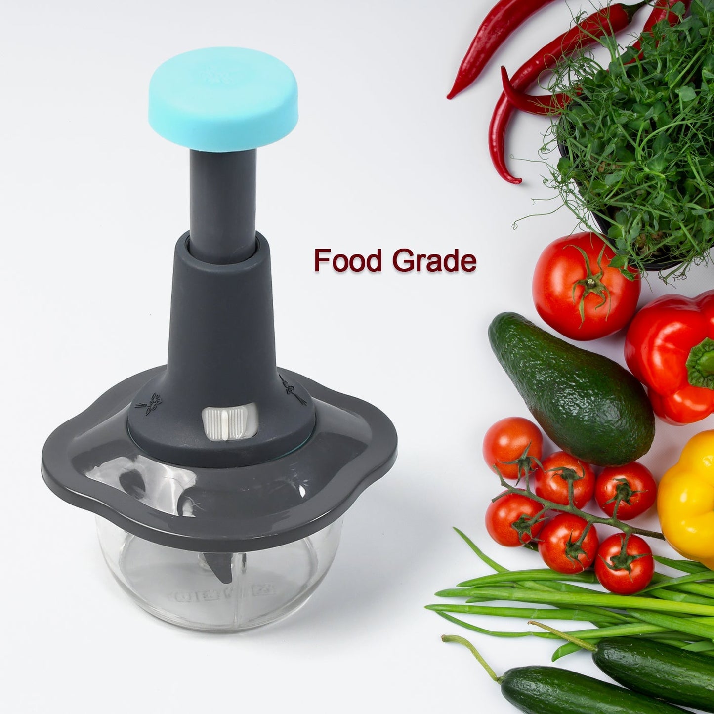 5329  Push Chopper Manual Food Chopper and Hand Push Vegetable Chopper, Cutter, Mixer Set for Kitchen with 3 Stainless Steel Blade DeoDap