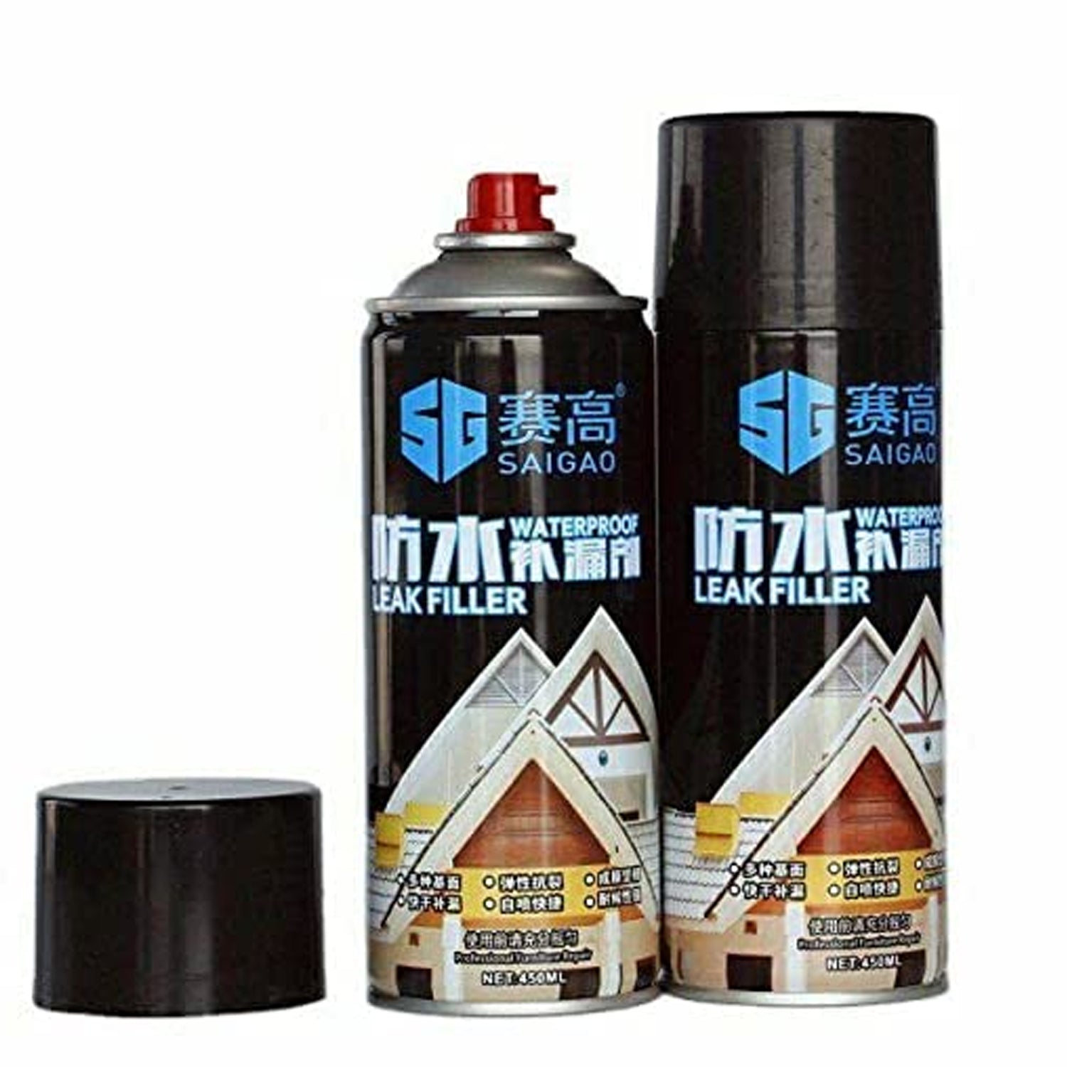 1332 Waterproof Leak Filler Spray Rubber Flexx Repair & Sealant - Point to Seal Cracks Holes Leaks Corrosion More for Indoor Or Outdoor Use Black Paint (450 Ml) DeoDap