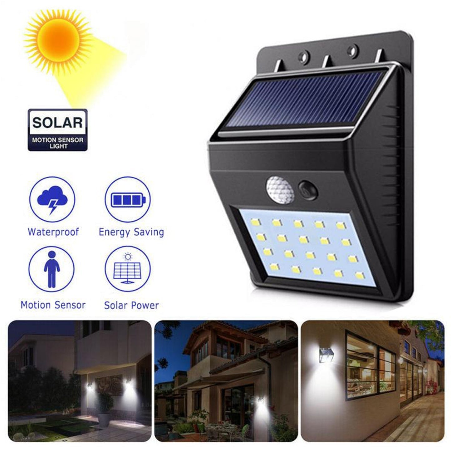 6609 Yellow Solar Wireless Security Motion Sensor LED Night Light for Home Outdoor/Garden Wall. DeoDap