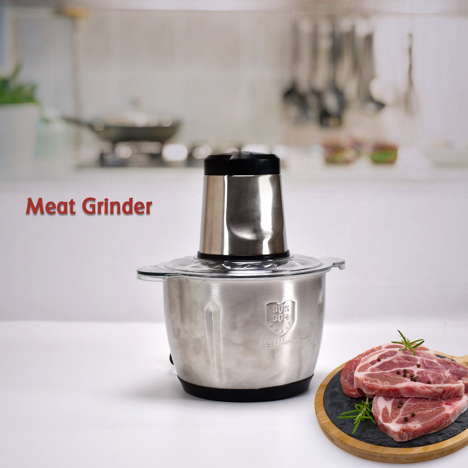 2363 Stainless Steel Electric Meat Grinders with Bowl Heavy for Kitchen Food Chopper, Meat, Vegetables, Onion , Garlic Slicer Dicer, Fruit & Nuts Blender (3L, 300Watts) DeoDap