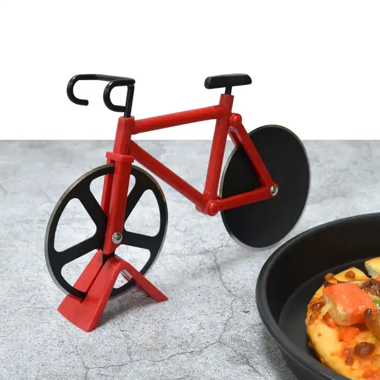 Stainless steel Bicycle shape Unbreakable Handle Pizza cutter | Pastry Cutter | Pizza Slicer with Grip on Handle and Stainless Steel Blade (1 Pc)