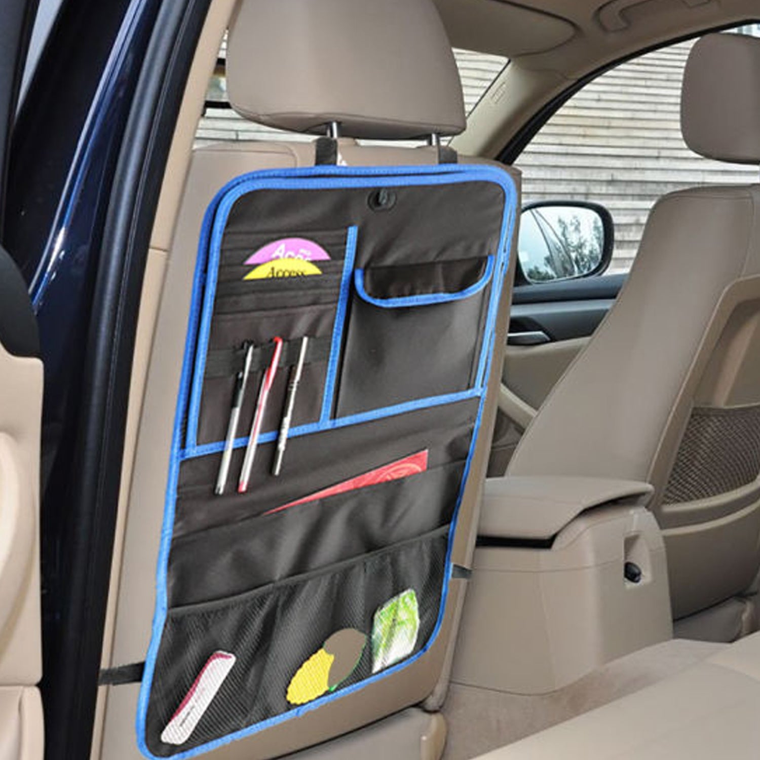 6302 Car Back Seat Organiser used in all types of cars with their car seats to cover them easily. DeoDap