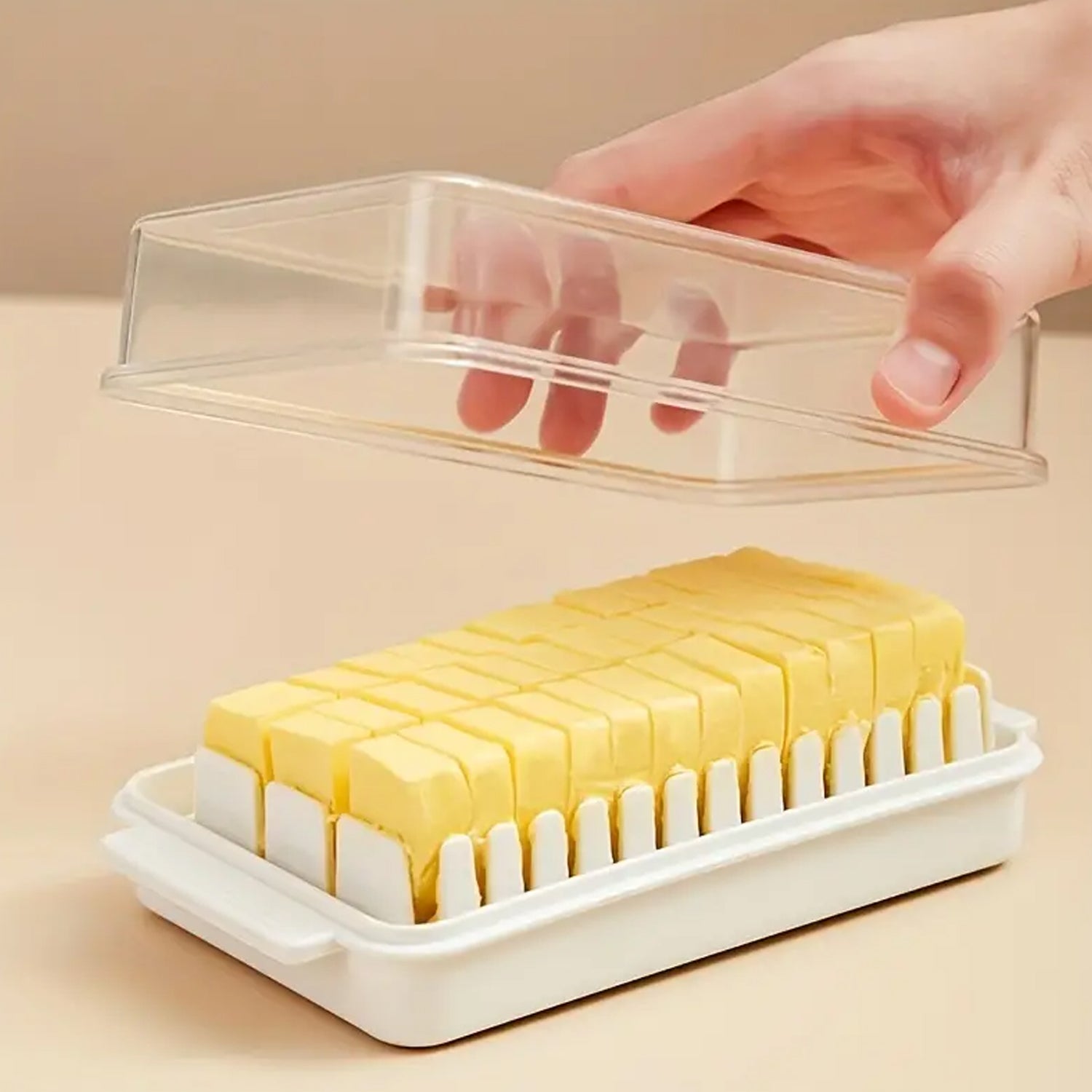 5848 Butter storage box with slicer for easy cutting,cheese butter organizer dispenser for kitchen refrigerator,Transparent plastic butter box with lid,butter cutter slicer storage tray (1 Pc)