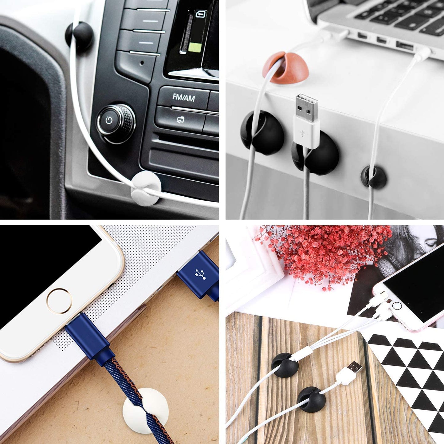 1334 Cable Clips Multi Purpose Cable Organizer , Wire Holder For Desk And Table Use DeoDap
