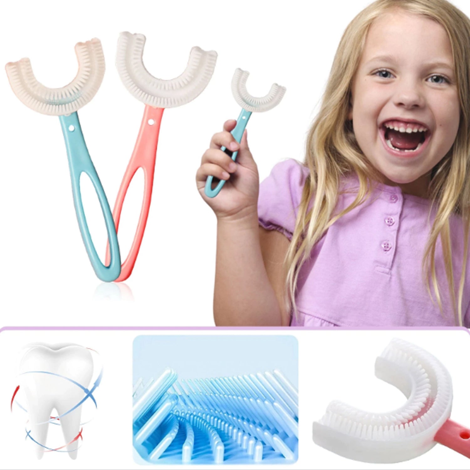 4773 Kids U Shaped Large Tooth Brush used in all kinds of household bathroom places for washing teeth of kids, toddlers and children’s easily and comfortably. DeoDap