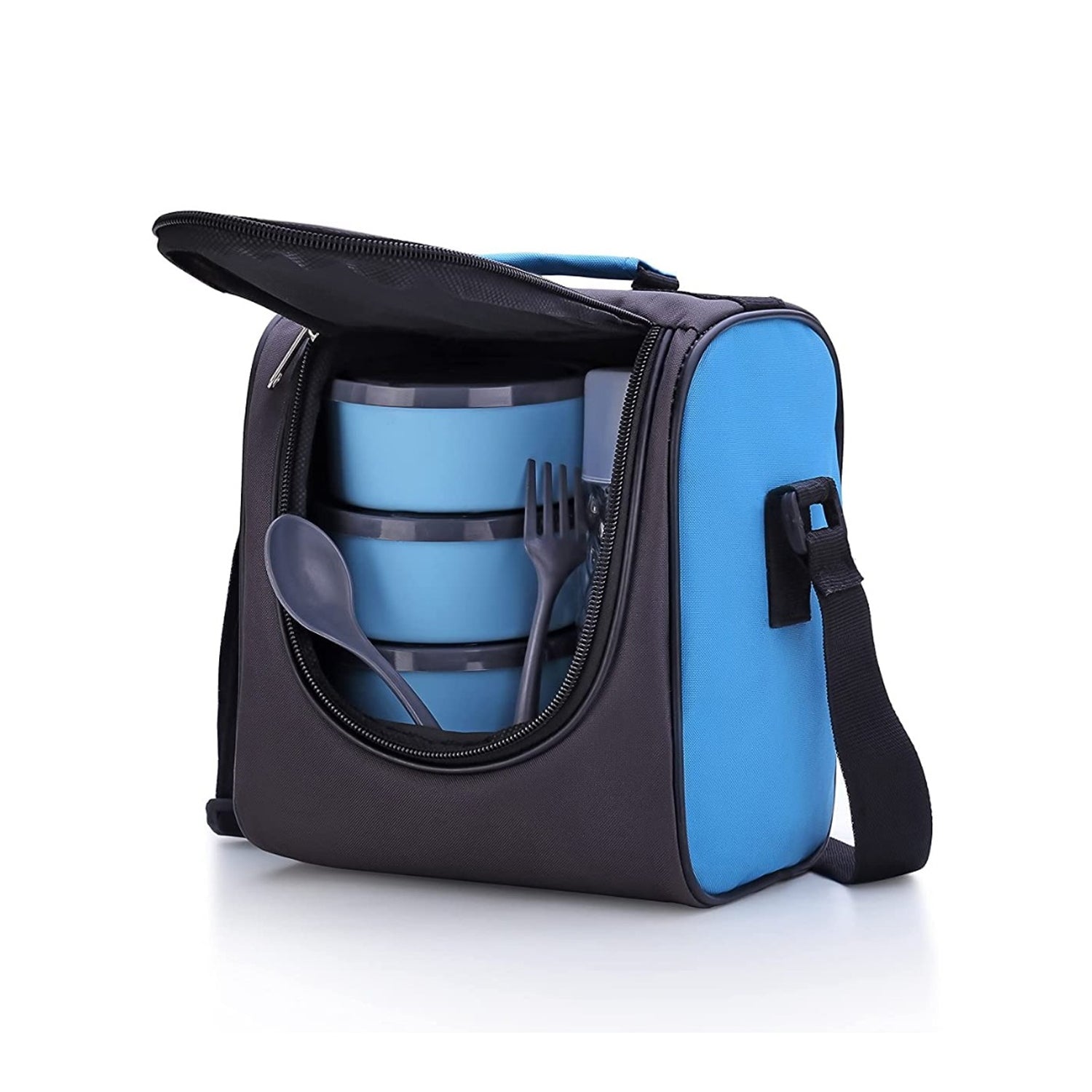 5106 All in One Lunch Box With Fabric Bag For Office & School Use DeoDap