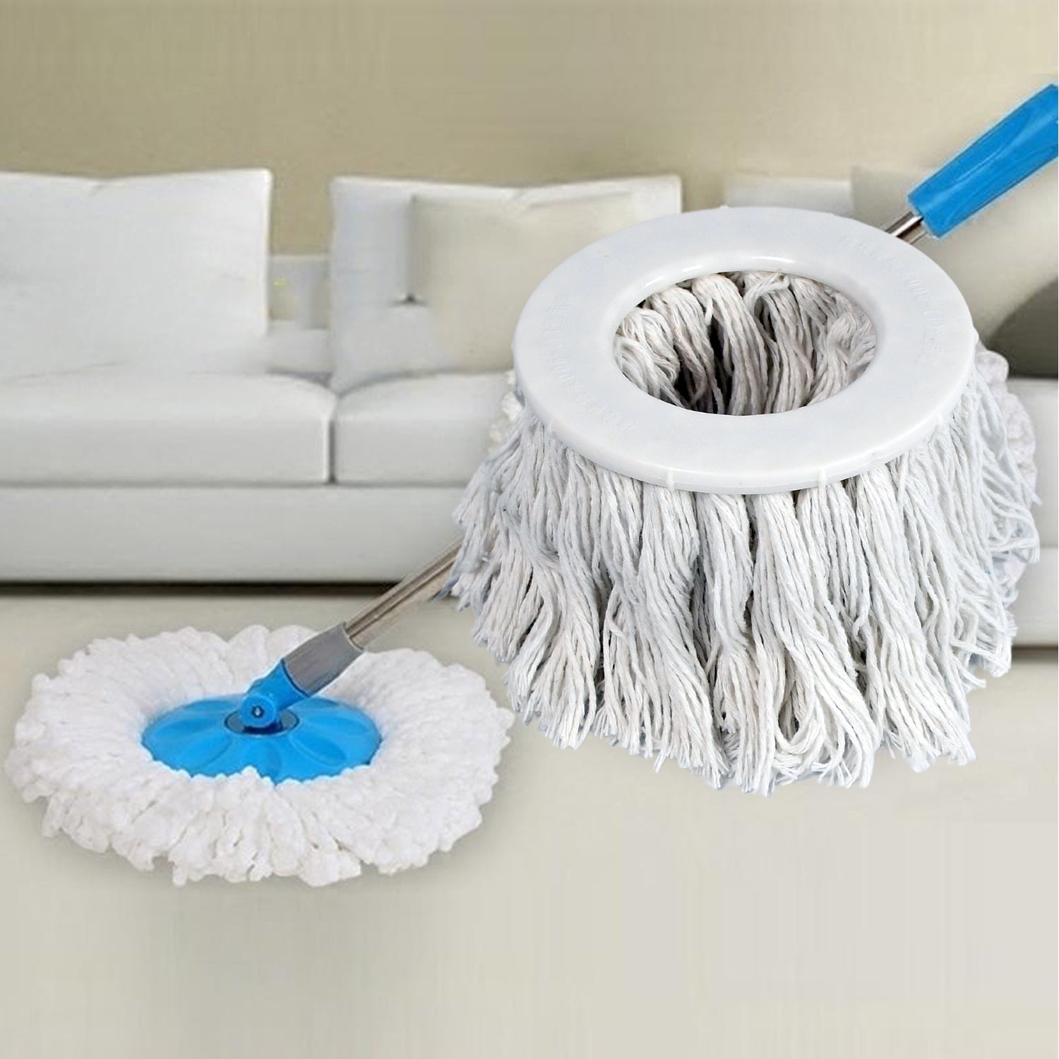 1115 Microfiber Spin Mop Replacement Head Round Shape Standard Size Spin mop Refills For All Type Mop Use DeoDap